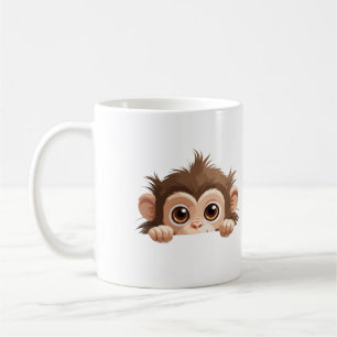 Caneca De Café Monkey Peeking Bonito Adorável Cartografia De Anim