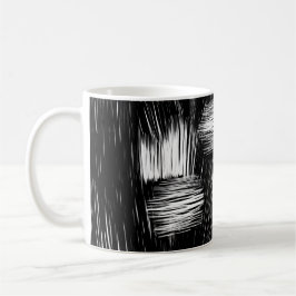 Caneca De Café Monochrome Abstract Hatch Texture