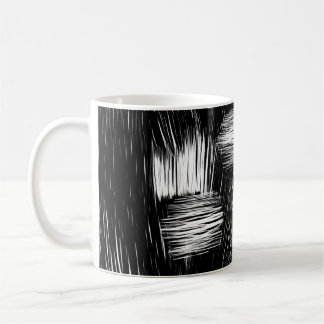 Caneca De Café Monochrome Abstract Hatch Texture
