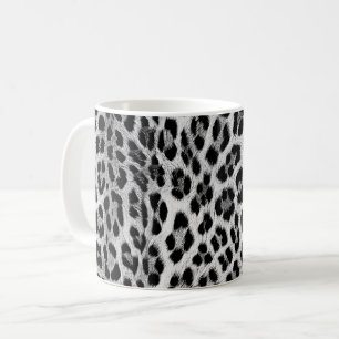 Caneca De Café Monocromático preto e branco, estampa de leopardo