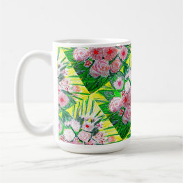 Caneca De Café Monocromático, Rosas, Dianthus caryophyllus,  Gerb
