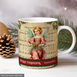 Caneca De Café Monogram Christmas Mug Vintage Angel Table Decor