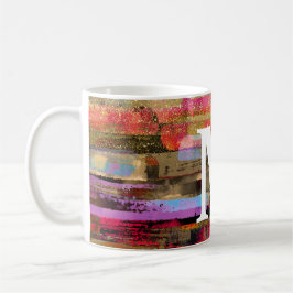 Caneca De Café Monogram Colorful Abstract Mug