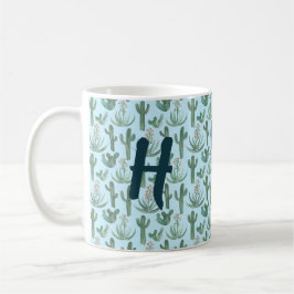 Caneca De Café MONOGRAM Watercolor Cactus & Succult Desert
