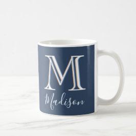 Caneca De Café Monograma 3D do Nome Personalizado Moderno do Na m