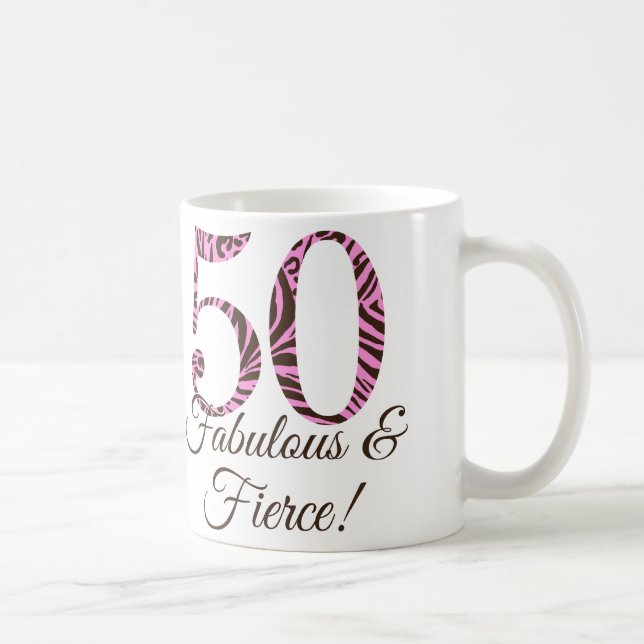 Caneca De Café Monograma 50º Aniversário Fabuloso e Fabuloso Mug (Direita)