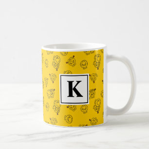 Caneca De Café Monograma amarelo do teste padrão  