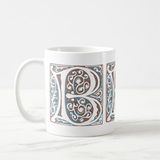 Caneca De Café Monograma antigo medieval elegante da letra B (Esquerda)