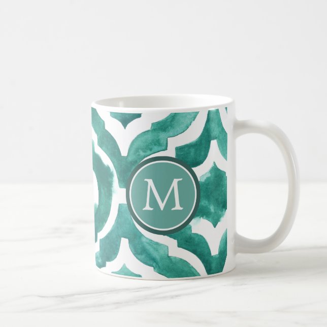Caneca De Café Monograma | Aquamarine Motif IV (Direita)