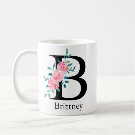 Caneca De Café Monograma Aquarela Letra Única Personalizada B Caf