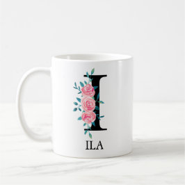 Caneca De Café Monograma Aquarela Letra Única Personalizada Café 