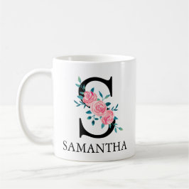 Caneca De Café Monograma Aquarela Letra Única Personalizada S Caf