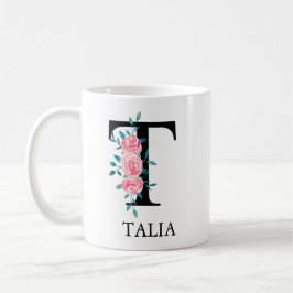 Caneca De Café Monograma Aquarela Letra Única Personalizada T