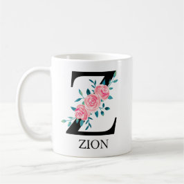 Caneca De Café Monograma Aquarela Letra Única Personalizada Z