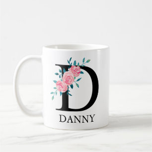 Caneca De Café Monograma Aquarela Personalizado Letra Única C Caf
