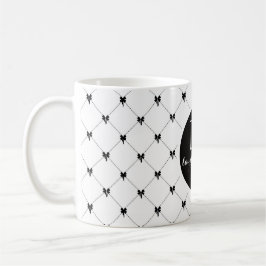 Caneca De Café Monograma Arco Branco e Preto Script