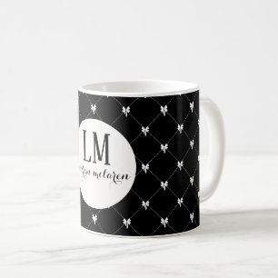 Caneca De Café Monograma Arco Preto e Branco Script