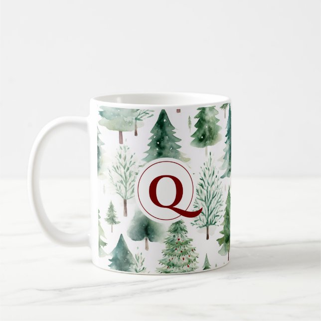 Caneca De Café Monograma Árvore Natal Moleração (Esquerda)