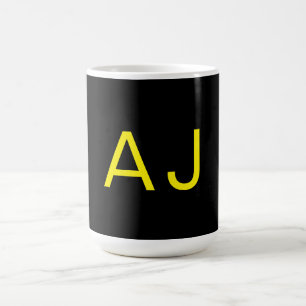 Caneca De Café Monograma Atraente Amarelo Preto Minimalista Moder