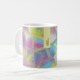 Caneca De Café Monograma azul abstrato púrpura