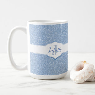 Caneca De Café Monograma Azul da Glitter