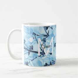 Caneca De Café Monograma, Azul E Café Branco