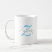 Monograma Azul Moderno e Nome Personalizado em Let