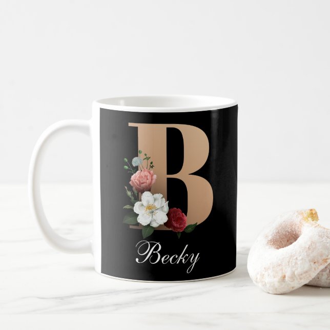 Caneca De Café Monograma B bonito (Com Donut)