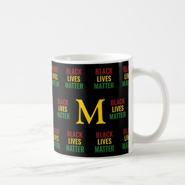 Caneca De Café Monograma BLACK LIVES MATTER Red Yellow Green (Direita)