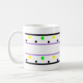 Caneca De Café Monograma Bolinhas verdes amarelas roxas