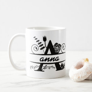 Caneca De Café Monograma Botânico A "ANNA"
