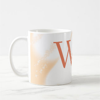 Caneca De Café Monograma branco laranja pastel rosa retro negrito