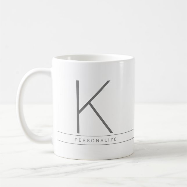 Caneca De Café Monograma Branco Mínimo de Cinzas Modernas Persona (Esquerda)