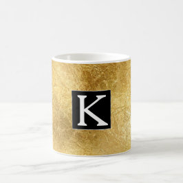 Caneca De Café Monograma branco preto-e-vírgula Dourado