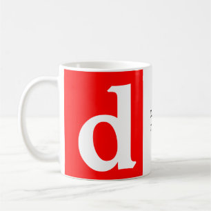 Caneca De Café Monograma branco vermelho minimalista seu nome