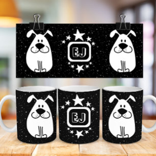 Caneca De Café Monograma Cachorro de Porte Cuta com estrelas
