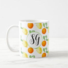 Caneca De Café Monograma Cheio Citrus limon laranja Café Mug