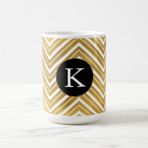 Caneca De Café Monograma Chevron Dourado