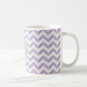 Caneca De Café Monograma cinzento roxo Pastel chique do costume