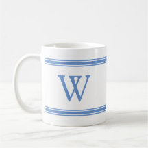 Monograma Clássico Blue Striped Personalised Mug