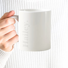 Caneca De Café Monograma Clássico Elegante Mínimo Nome Branco de 