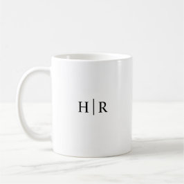 Caneca De Café Monograma Clássico Elegante Preto e Branco Minimal