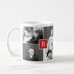 Caneca De Café Monograma Collage Custom Photo Mug - Vermelho<br><div class="desc">Personalize esta caneca com seu texto e foto para criar um presente de um tipo! Disponível em mais cores.</div>