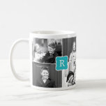 Caneca De Café Monograma Collage Fotografia Personalizada - Turqu<br><div class="desc">Personalize esta caneca com seu texto e foto para criar um presente de um tipo! Disponível em mais cores.</div>