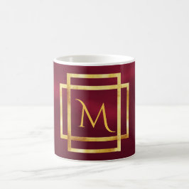 Caneca De Café Monograma com burgundy com estrutura falso de deco
