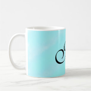 Caneca De Café Monograma com cor aquosa verde azul com letra de a