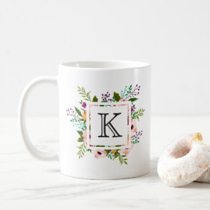 Caneca De Café Monograma com Floração Floral