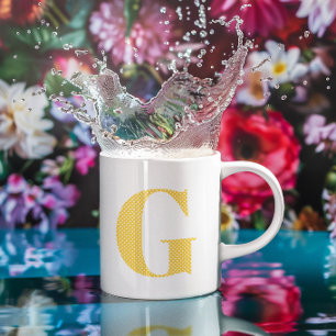 Caneca De Café Monograma com Pontos Amarelos e Brancos