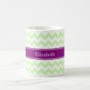 Caneca De Café Monograma conhecido roxo branco de Chevron do aipo