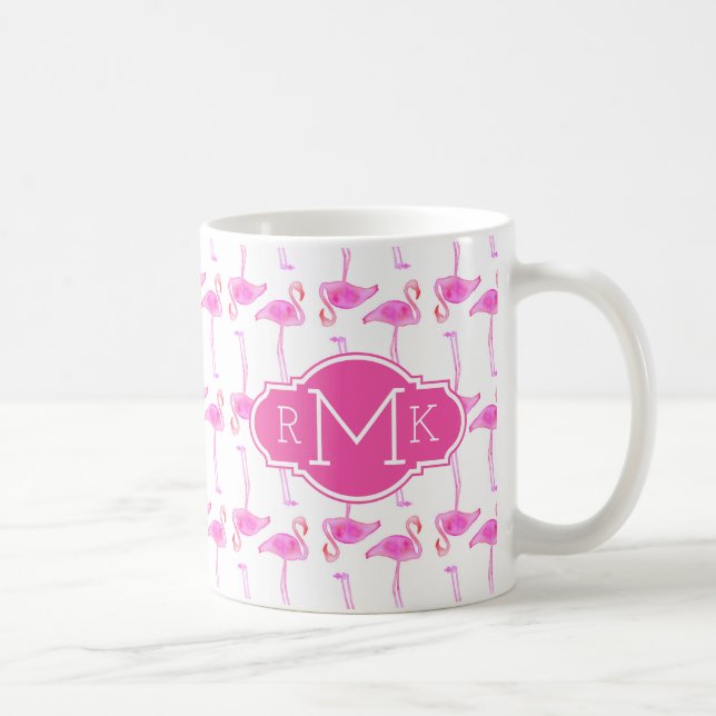 Caneca De Café Monograma cor-de-rosa do teste padrão | do (Direita)